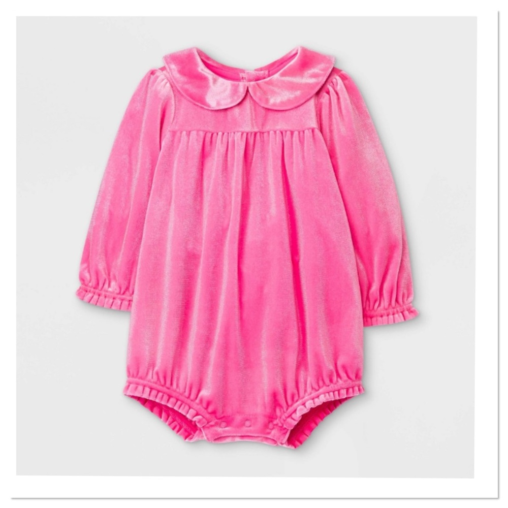 Baby Girls Velour Bubble Romper Onesie Jumpsuit Newborn NB NWT